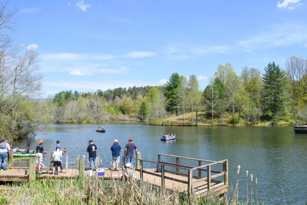 Fishing at Lovills Creek Lake, Cana